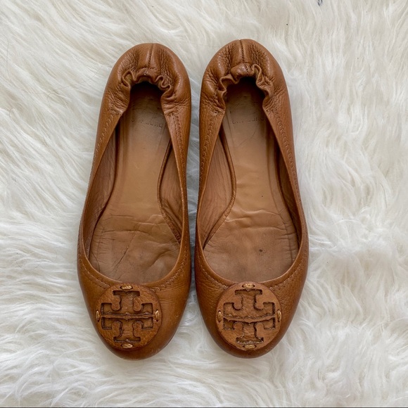 Tory Burch Tumbled Logo Flats Size 7.5 - Picture 2 of 7